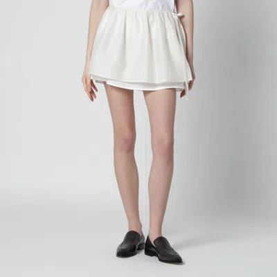 Dunst Cream Mini Skirt With Overlapping Panel In White