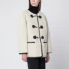 Dunst Collarless Buckled Shearling Jacket Cream In Neutral