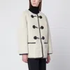 Dunst Collarless Buckled Shearling Jacket Cream In White