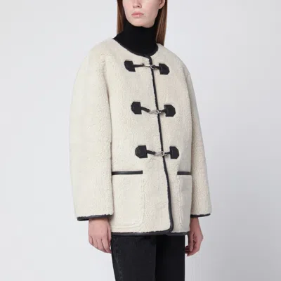 DUNST DUNST CREAM SHEARLING-EFFECT FABRIC JACKET