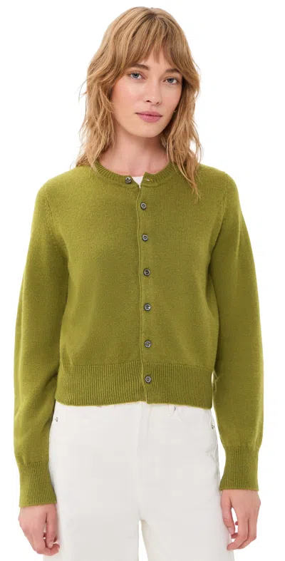 Dunst Crew Neck Knit Cardigan Olive Green