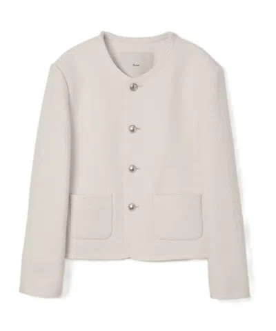 Dunst Crew Neck Pocket Jacket In White