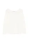 Dunst Crochet Crewneck Sweater Long Sleeves In White