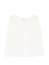 Dunst Crochet Crewneck Sweater Long Sleeves In White