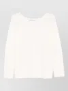 Dunst Crochet Crewneck Sweater Long Sleeves In White