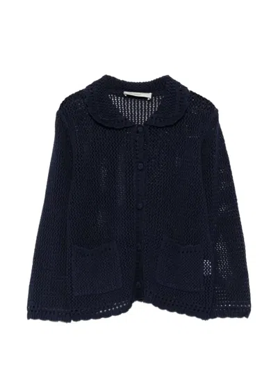 Dunst Crochet-knit Cardigan In Blue