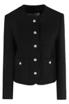 Dunst Cropped Black Tweed Jacket With Button Detailing In Black