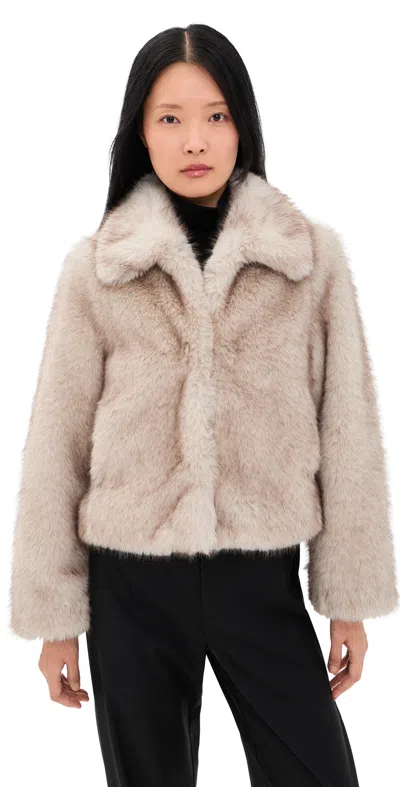 Dunst Cropped Faux Fur Jacket Greyish Beige