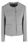 Dunst Grey Crewneck Jacket With Buttons On The Front In Gray