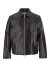 Dunst Dark Brown Jacket With Front Pockets In Leather Man In Brown