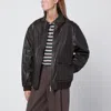 Dunst Dark Brown Leather Zip-up Bomber Jacket In Brown