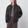 Dunst Dark Brown Leather Zip-up Bomber Jacket In Brown