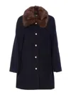 Dunst Boucle Wool Half Coat Dark Navy In Animal Print