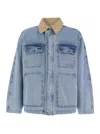 Dunst Light Blue Jacket With Contrast Collar And Patch Pockets On The Chest In Light Blue