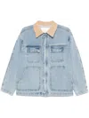 Dunst Light Blue Jacket With Contrast Collar And Patch Pockets On The Chest In Blue