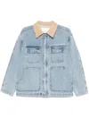 Dunst Light Blue Jacket With Contrast Collar And Patch Pockets On The Chest In Blue