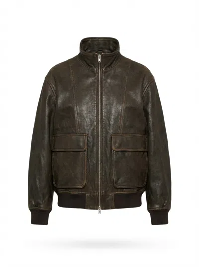 Dunst Distressed Leather Jacket In Black