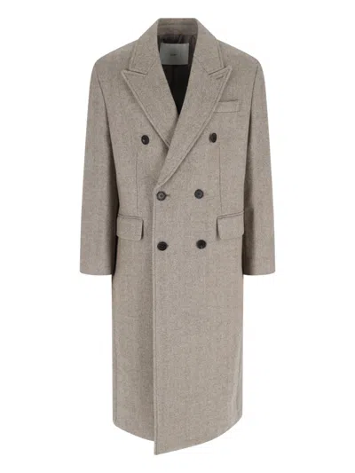 Dunst Double-breasted Wool Blend Coat In Brown