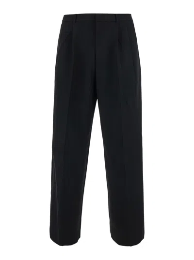 Dunst Double Pleated High-waist Wide Tech Fabric Slacks In Black