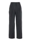 Dunst Double Pleated Wide Slacks In Gray