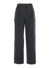 Dunst Double Pleated Wide Slacks In Gray