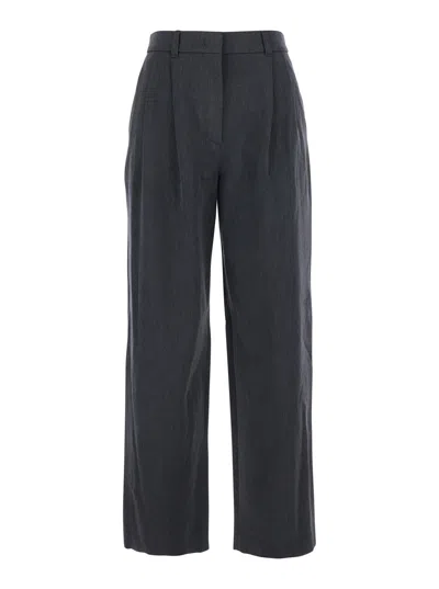 DUNST GREY TAILORED TROUSERS WITH FRONT PLEATS IN FABRIC WOMAN
