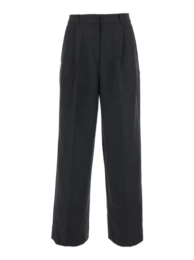 Dunst Double Pleated Wide Slacks With Pockets In Grey