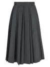 Dunst Gray Ribboned Wide Pleats Midi Skirt In Grey