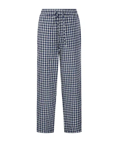 DUNST CHECKED DRAWSTRING TROUSERS