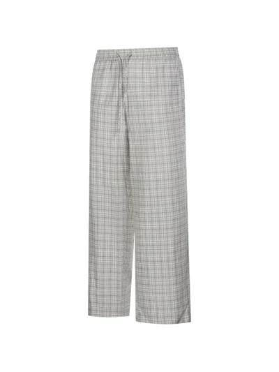 Dunst Drawstring Check Trousers In Gray
