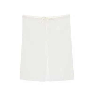 Dunst Drawstring Midi Skirt In White
