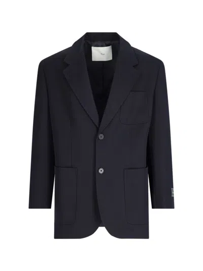 Dunst Single-breasted Blazer In Blue Wool Blend