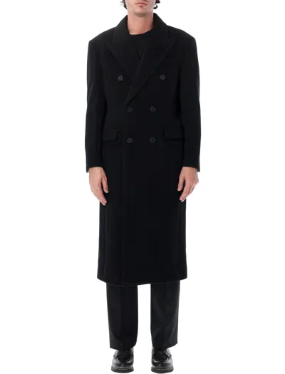 Dunst Tailored Double-breasted Wool And Cashmere Coat In Black