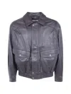 Dunst Elasticated-hem Leather Jacket In Gray
