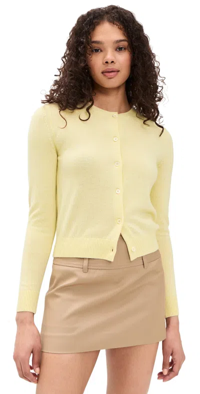 Dunst Essential Crewneck Knit Cardigan Lemon In Yellow