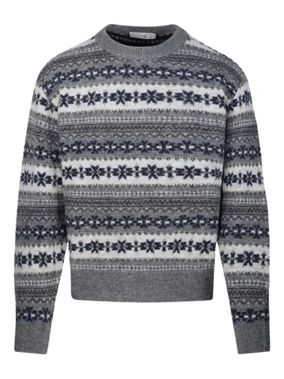 Dunst Fair-isle Crew-neck Jumper In Gray