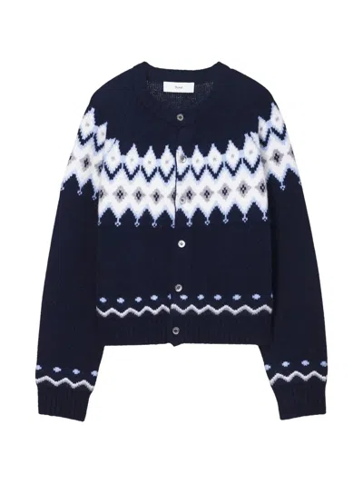 Dunst Fair Isle Jacquard Cardigan In Blue