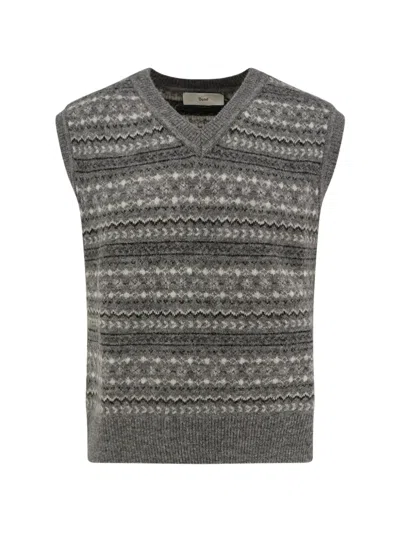 Dunst Fair Isle-knit V-neck Sweater In Gray