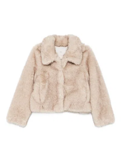 Dunst Faux Fur Cropped Jacket In Brown