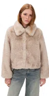 Dunst Faux Fur Cropped Jacket Greyish Beige In Neutral