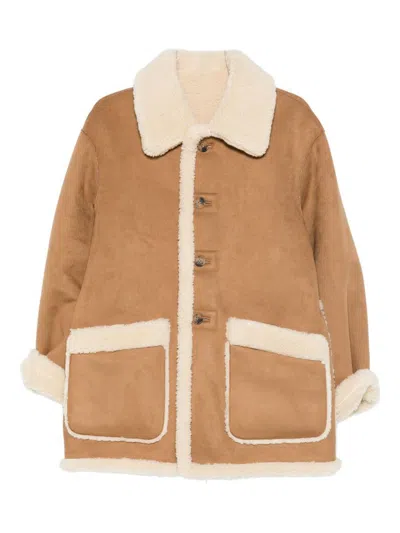 Dunst Buttoned Faux-shearling Jacket In Brown