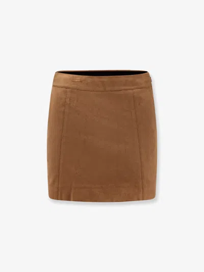 Dunst Faux Leather Mini Skirt In Brown