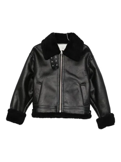 Dunst Faux Leather Shearling Jacket In Black