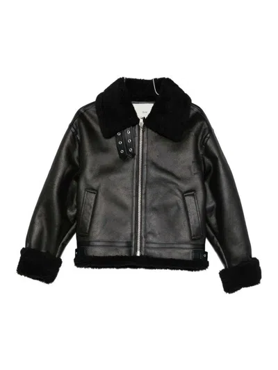 Dunst Faux Leather Shearling Jacket In Black