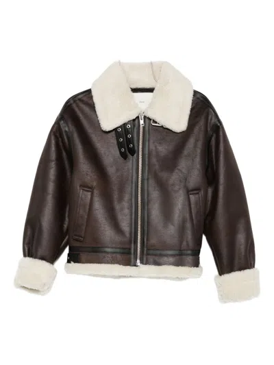 DUNST DUNST FAUX LEATHER SHEARLING JACKET