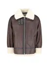 Dunst Unisex Loose Fit Shearling Jacket In Brown