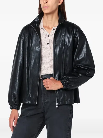 Dunst 인조 레더 봄버 재킷 In Black