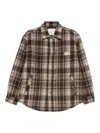 Dunst Brown Checkered Shirt With Front Logo Patch In Flannel Man In Brown