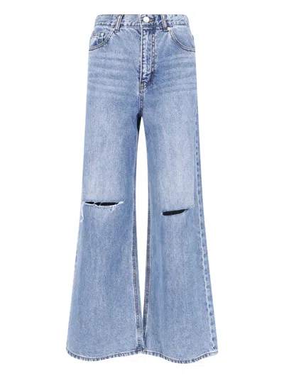 Dunst Distressed-details Flared Denim Jeans In Blue