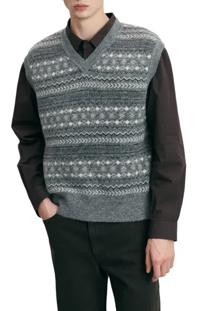 Dunst Gender Inclusive V-neck Sweater Vest In Gray